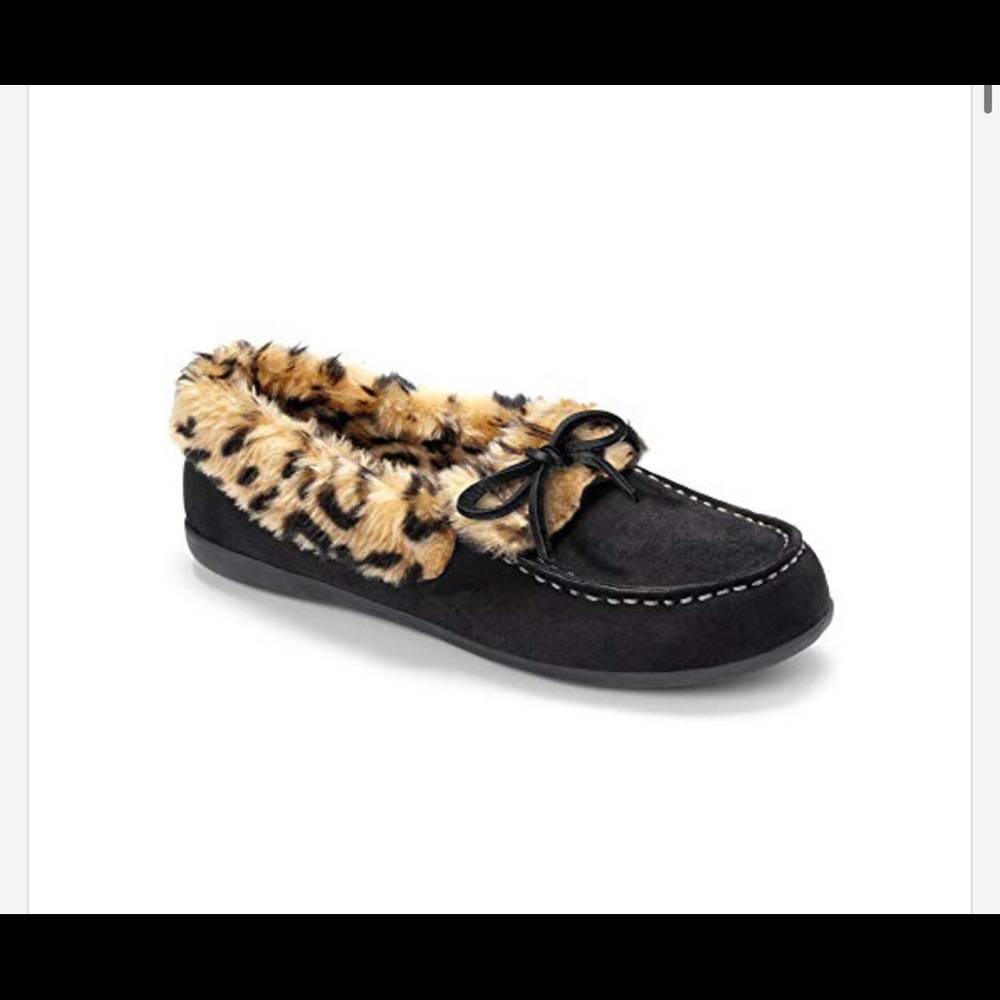 Vionic Suede and faux leopard slippers